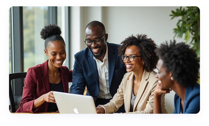 Diverse team of professionals collaborating at Entrust